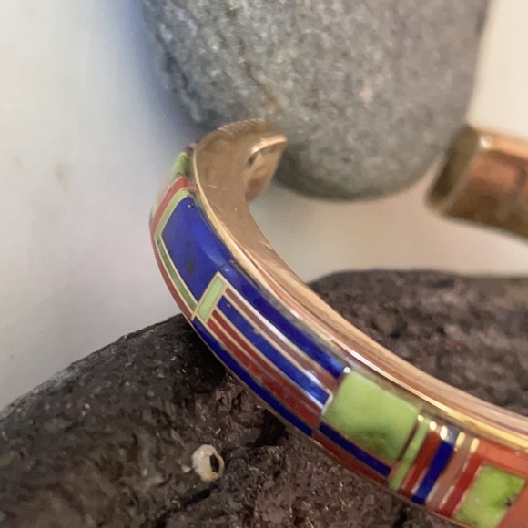 Vintage 14K Zuni Gold Multistone Walley Bracelet - Picture 11 of 16